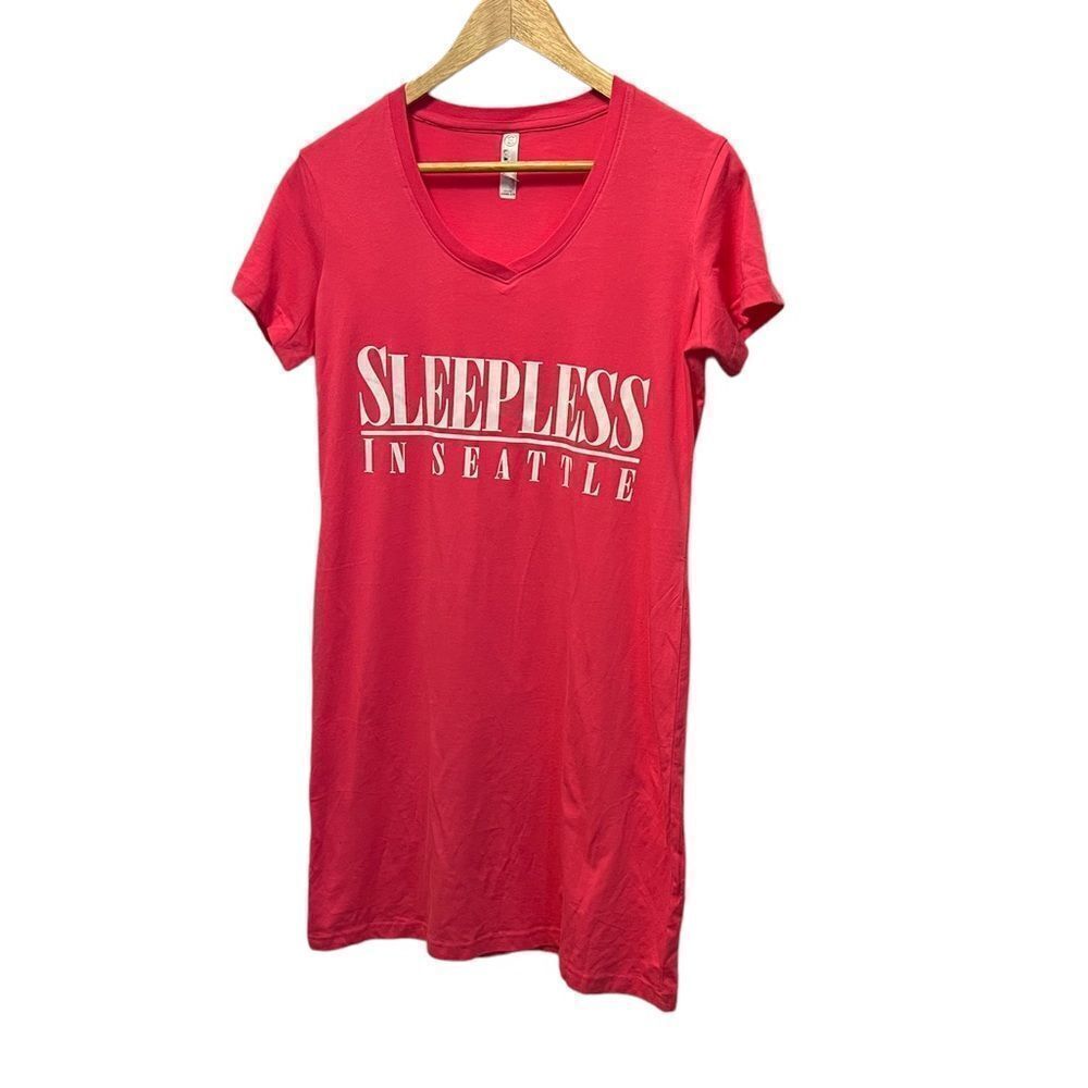 V-Neck Sleep Dress - Red "Sleepless in Seattle" Graphic
